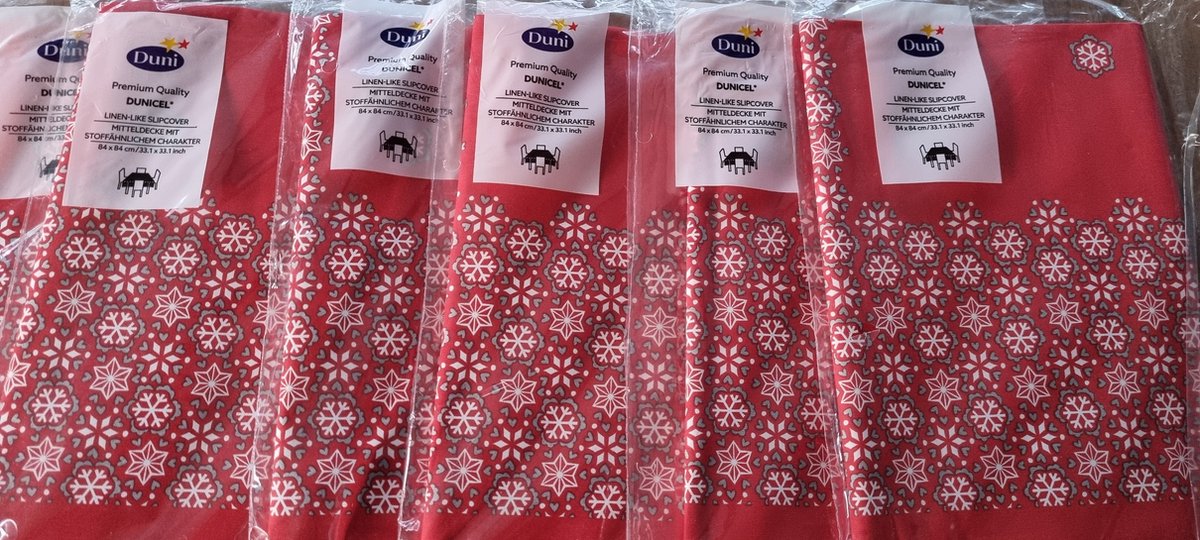 6 x Tafelkleed/ Tafellaken Kerstmis 84x 84 cm Duni, Rood, Wegwerp, Papier, Tafeldecoratie.