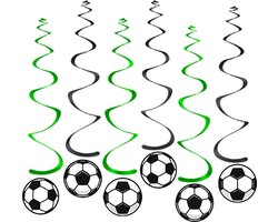 Q2Party - Voetbal Swirl - Slinger - Versiering - Verjaardag - decoratie - Feest - Hangdecoratie – 6 stuks