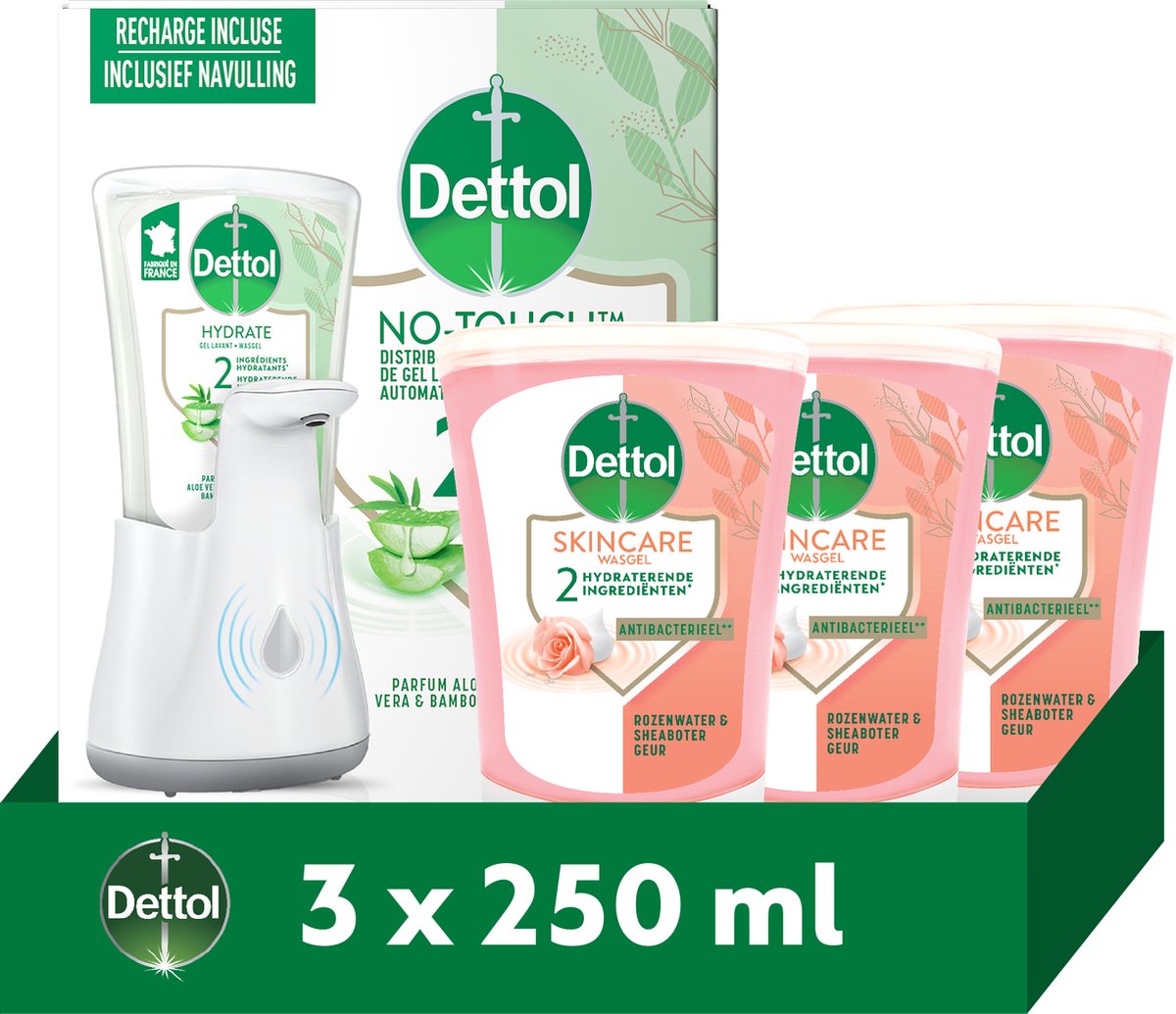 Dettol Automatische Zeepdispenser + Navulling - Galamboter - 3x 250 ml