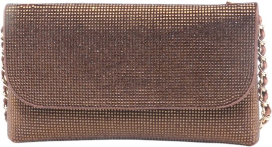 Flora & Co - clutch - avondtasje bling bling - handtas feestdagen - bruin