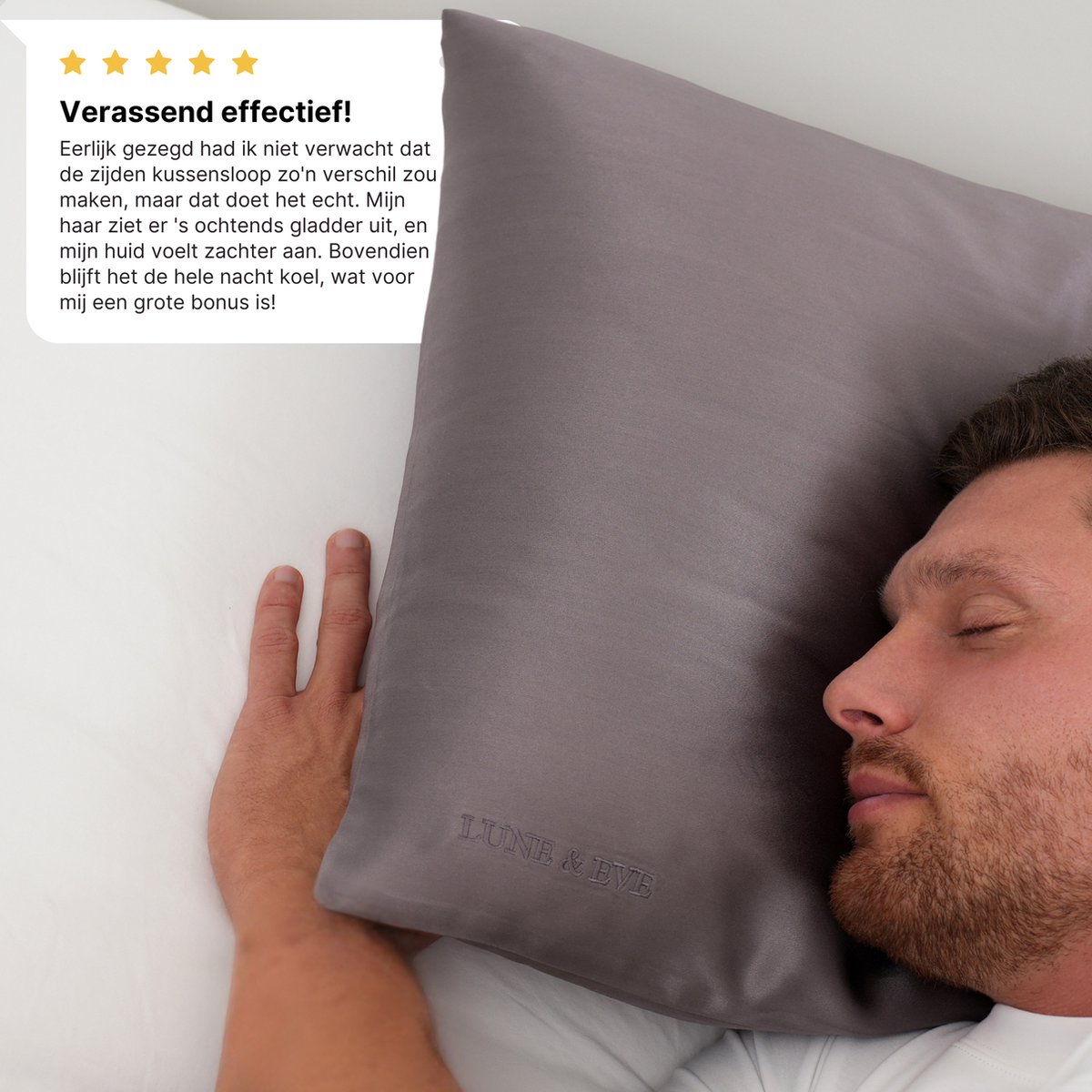 Lune & Eve® Premium Zijden Kussensloop – 23 Momme 6A Mulberry Silk – Hypoallergeen & Antibacterieel – Beauty Pillow voor Huid & Haar – Antraciet – 60 x 70 cm — cadeau in Wonen & Interieur - foto 5