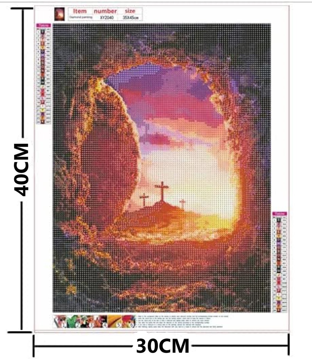 Huntex Diamond Painting Volwassenen - Diamond Painting Kinderen - Diamond Painting Pakket Volledig - Religieus - 30x40 cm — afbeelding 2