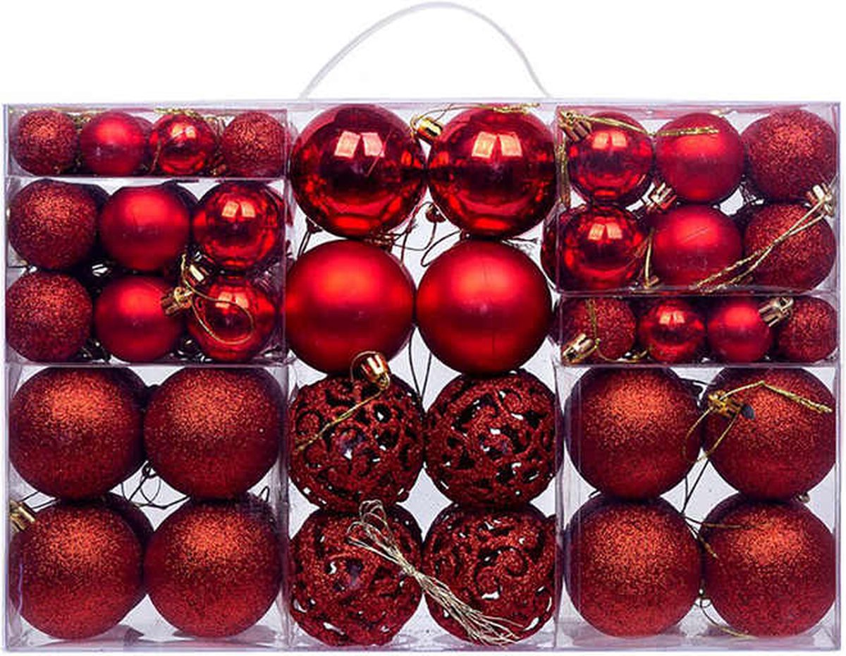 Christmas Kerstballen - Kunststof - 100 Stuks - 3/4/6 cm - Rood