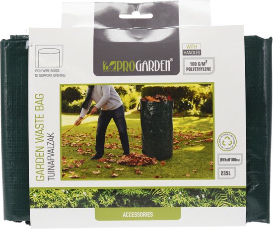 Progarden Tuinafvalzak - 2x - opvouwbaar - rond - antraciet - 238 liter - bladeren opruimen van ProGarden — afbeelding 3
