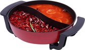 Bol.com DD® Hotpot Pan - Hotpot Electrisch - Chinese Fondue -Multifunctionele Pan - 6L - 42x17x9cm - Rood aanbieding