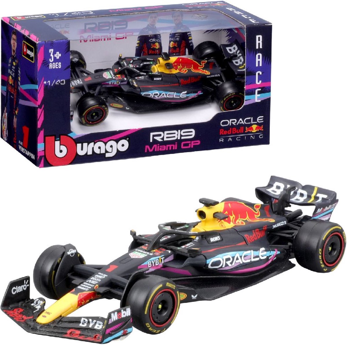 Bburago Red Bull Racing RB19 - #1 Max Verstappen - Formule 1 2023 - Winner Miami GP 2023 - schaalmodel - modelauto - schaal 1:43 - ca 11 cm — afbeelding 16