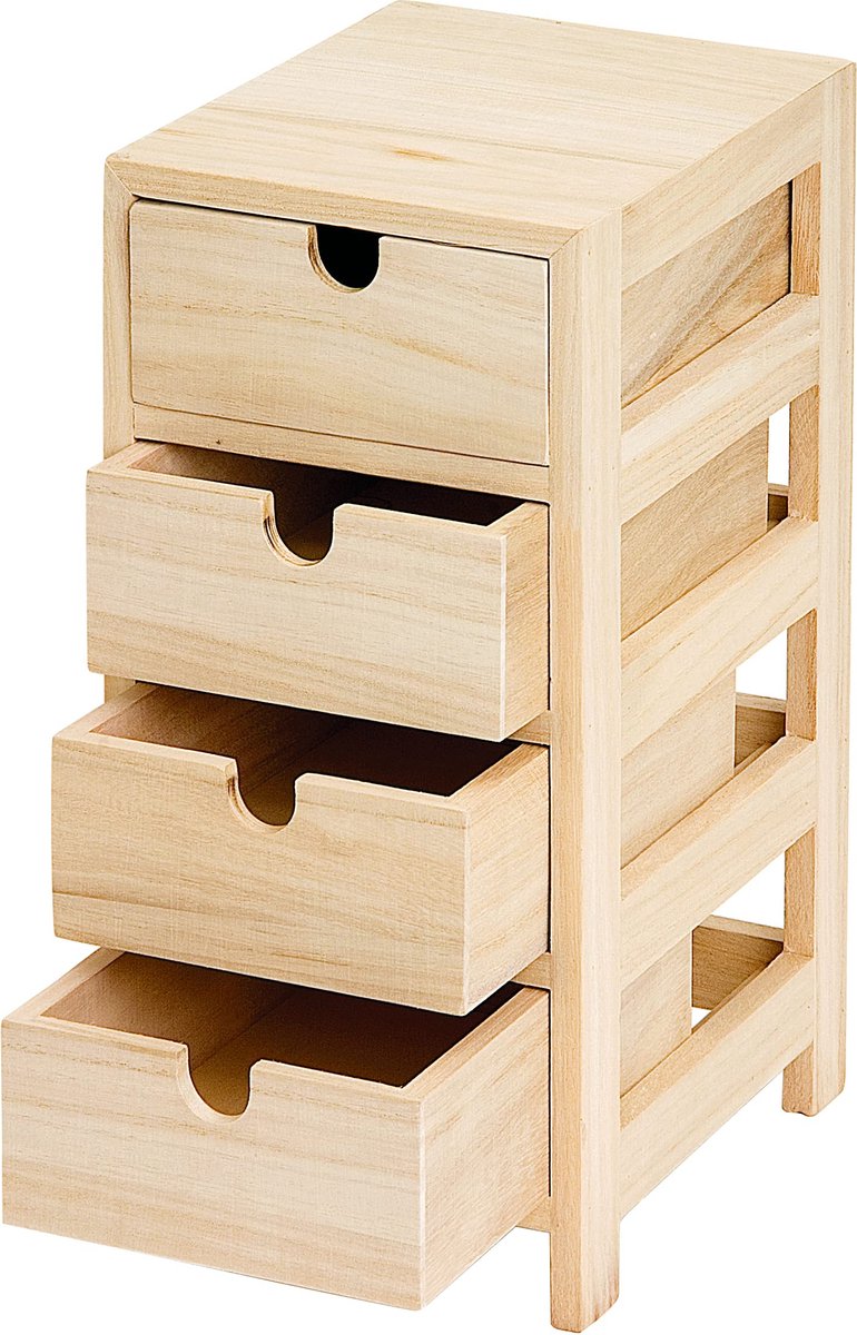 La'Moussawi ® Stijlvolle Houten Ladekast met Vier Praktische Lades voor Optimale Opbergruimte