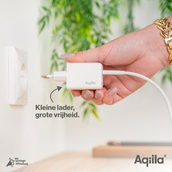 Chargeur USB Aqiila, 45 W, adaptateur USB-C, chargeur rapide GaN, Power PD , 2x USB-C, 100-240 V, Chargebird W2 Wit