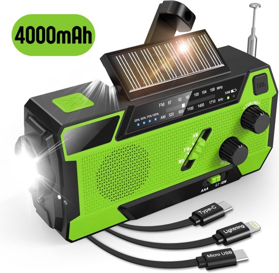 NaturaNex Noodradio Solar Opwindbaar Radio