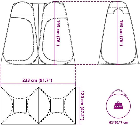 vidaXL Privacytent - Pop-up - Grijs en Oranje Privacytent - Pop-up Tent - Waterdichte Tent - Buitentak - Campingaccessoires van Vidaxl — afbeelding 3