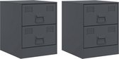 vidaXL - Nachtkastjes - 2 - st - 34,5x39x44 - cm - staal - antracietkleurig