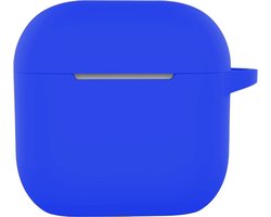 Hoesje - Geschikt voor Apple AirPods 4 - met Clip - Siliconen Hoes - Silicone Case Cover - Blauw