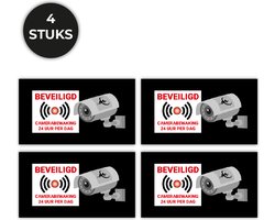 24ME® - 4 Stuks Camerabewaking Stickers - Plakzijde Binnenzijde - Camera stickers - Videobewaking stickers - Alarmstickers -