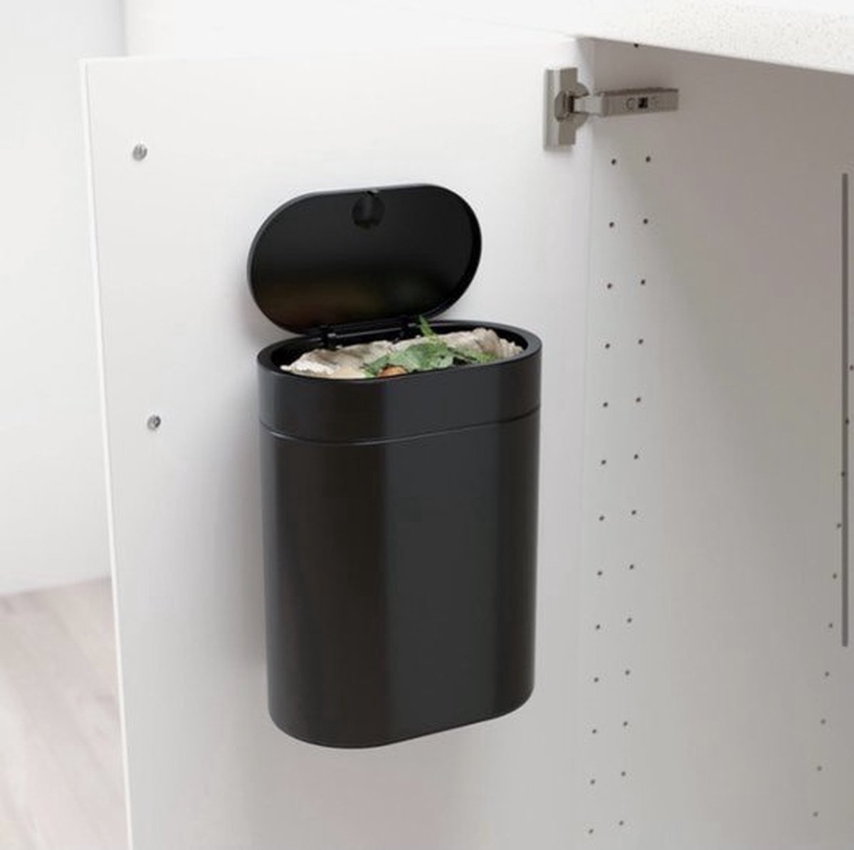 Ophangbare prullenbak Mat zwart- Klein formaat - 4L - badkamer - wc - keuken - kantoor prullenbak