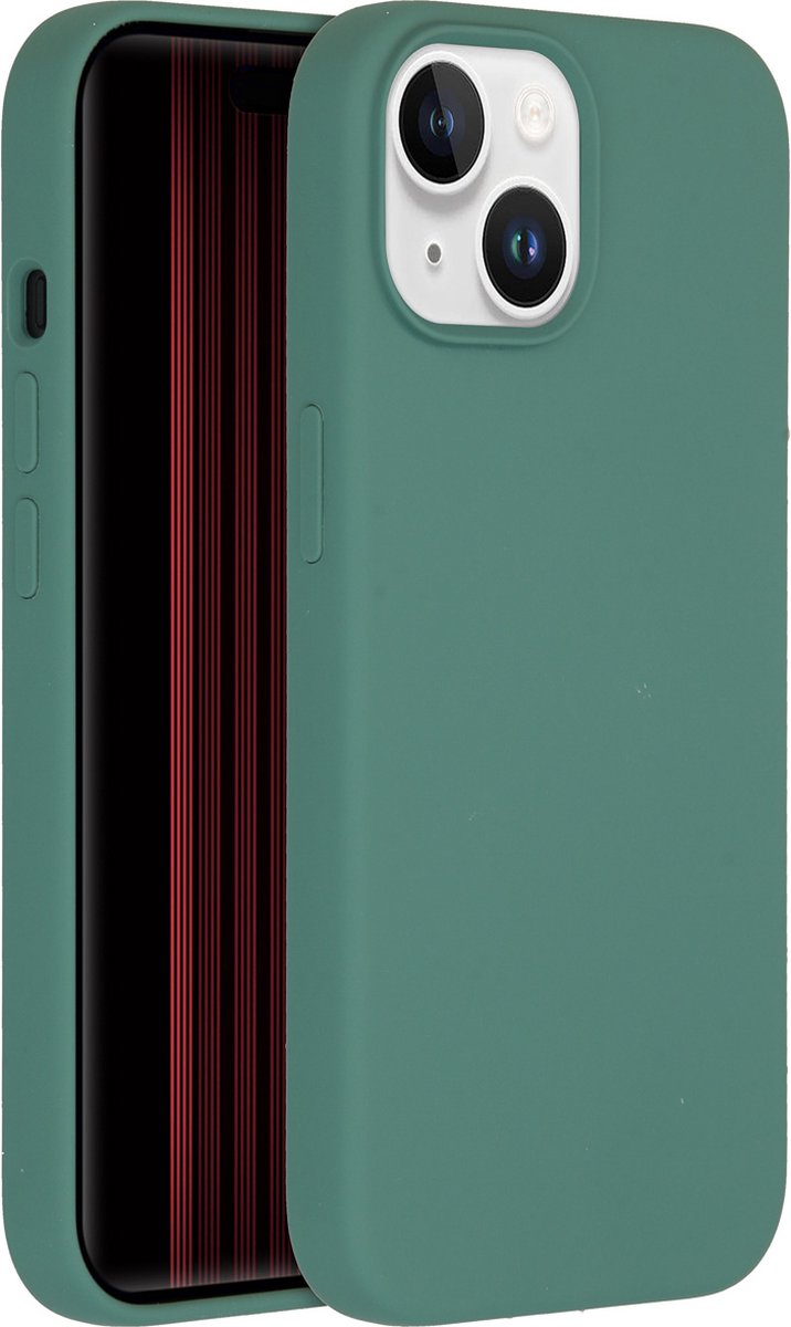 Accezz Hoesje Geschikt voor iPhone 15 Hoesje Siliconen - Accezz Liquid Silicone Backcover Geschikt voor MagSafe - Donkergroen