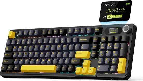 ATTACK SHARK X98 - Draadloze Mechanisch Gaming Toetsenbord - TFT Scherm - Multifunctionele Draaiknop - PBT Keycaps - Wired/2.4G/Bluetooth Tri-Mode - Gasket Mod - 98keys - Star Black