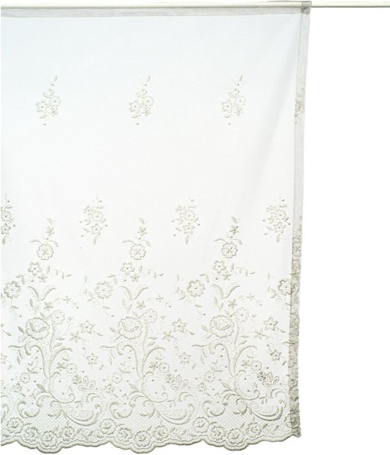 Rideau court | Lena - Dentelle Brodée - Gris Clair - 60x80 - Pimlico