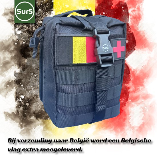 SUR5® Survival Set Premium NL / BE - Kit d'urgence le plus complet et de haute qualité - Kit de Survie pour toutes vos aventures en outdoor avec outil multifonction 16 en 1 de haute qualité, filtre à eau 2.0, boussole,... - Bushcraft - Zwart