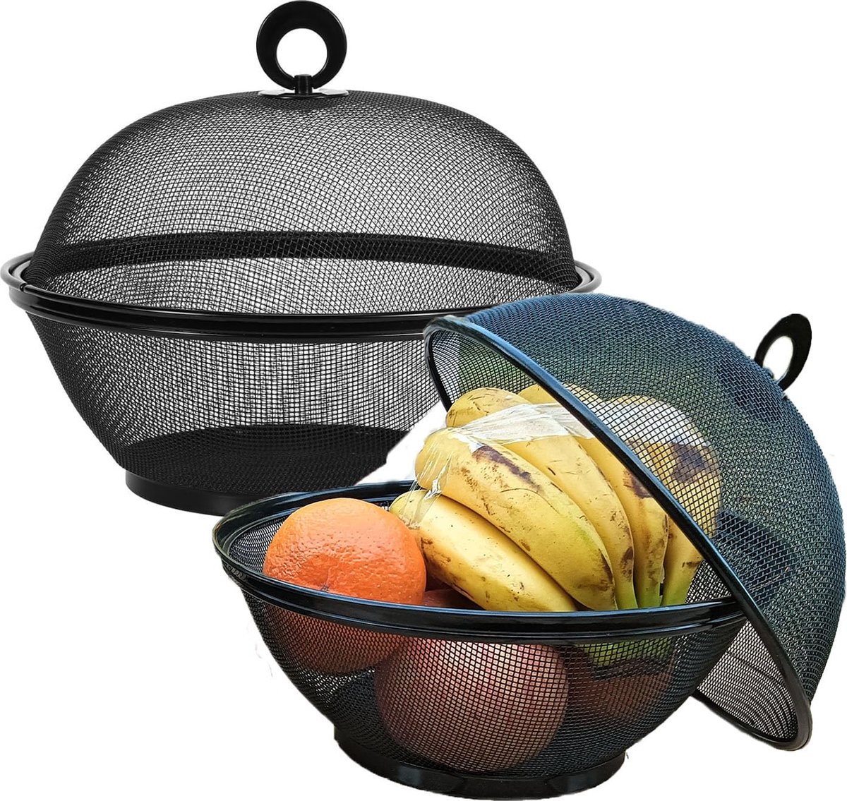 La'Moussawi ® Fraaie Zwarte Metalen Fruitmanden met Deksel voor Optimale Bescherming en Opslag