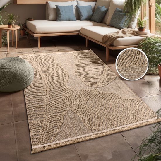 Paco Home Buiten Vloerkleed Tapijt Voor Binnen En Buiten Balkon Terras Keuken Tapijt Patroon Scandinavisch Boho Eenkleurig, Maat:200x290 cm, Kleur:Groen 2
