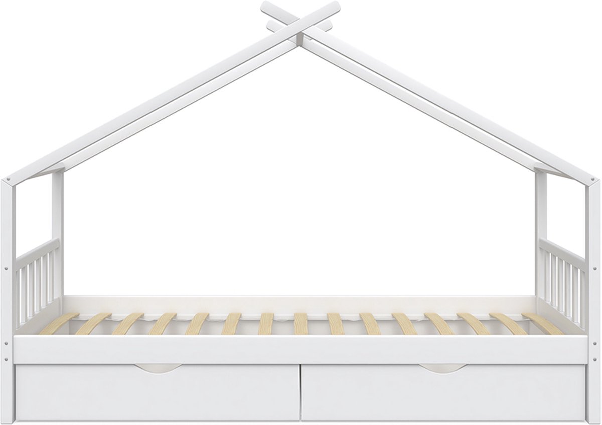 Vitalispa Design Huisbed – 90x200 cm met 2 laden Wit