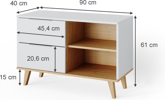 Dressoir Wido Wit/Sonoma 60 x 100 cm met deur Vicco | Wit/Sonoma