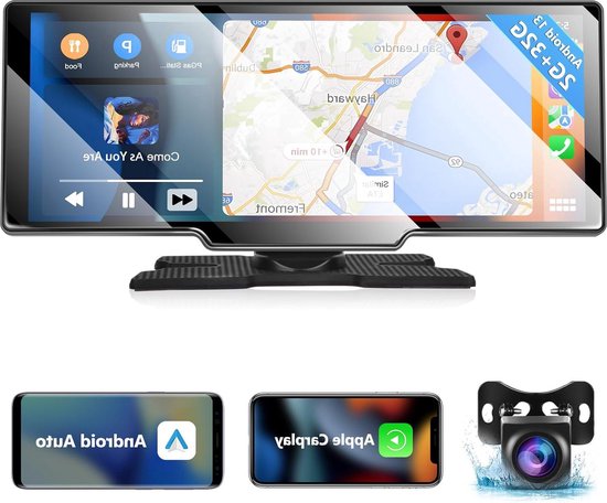 Draagbare Autoradio 7″ HD Touchscreen – CarPlay & Android Auto Draadloos, BT 5.0, AUX, FM-transmissie, Voor Alle 12-24V Voertuigen