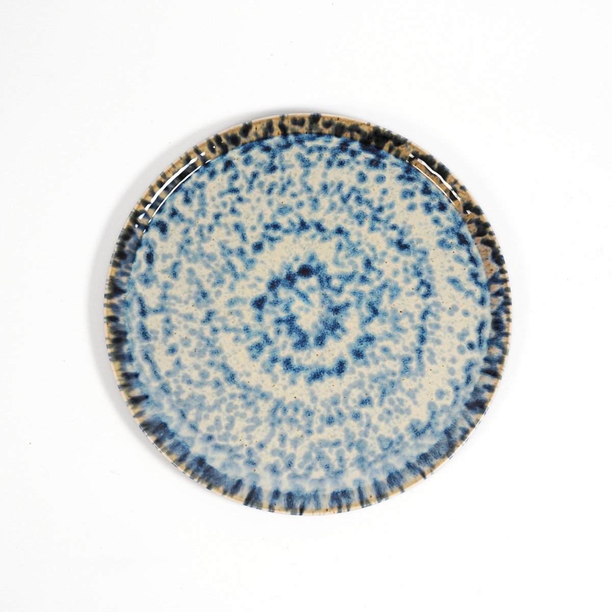 L’AMAR Blue Ocean - Handgemaakt Porselein Servies - Pizzabord - Set van 6 stuks - Diameter 33 cm