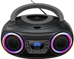 foto van Denver Draagbare DAB Radio CD Speler Kinderen - Bluetooth - Lichteffecten - Boombox - AUX - FM - TDB212GREY