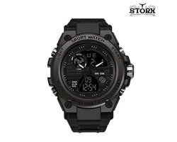 Horloge - Waterdicht - Stoer - Mannen - Rubberen band - Mat Zwart - Zilver - Trendy - Military watch - Smael - Cadeau Tip