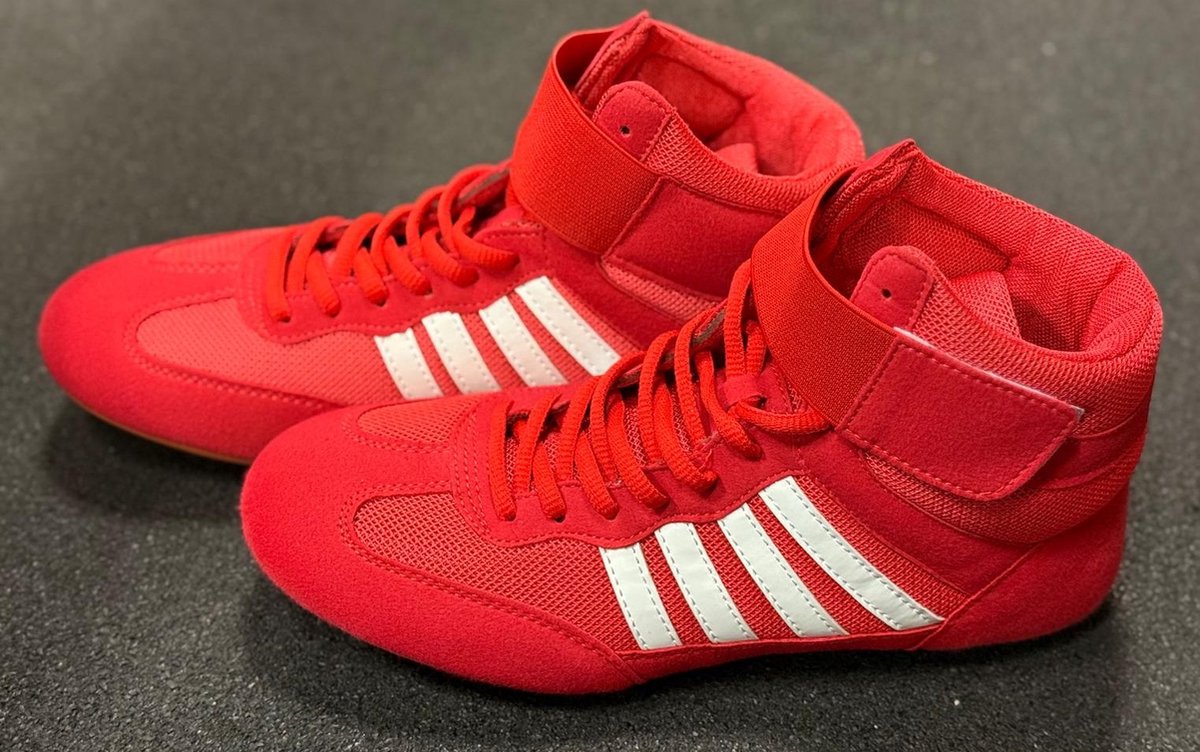 Professionele Vechtsport & Worstelen Schoenen - Rood- Maat 41- Mannen/Vrouwen- Hoge Top - Wing Chun / Kung Fu/ Boxing/ Taekwondo/ Karate Schoenen- Comfortabele Zachte Schoenen Volwassen Taekwondo Sneaker