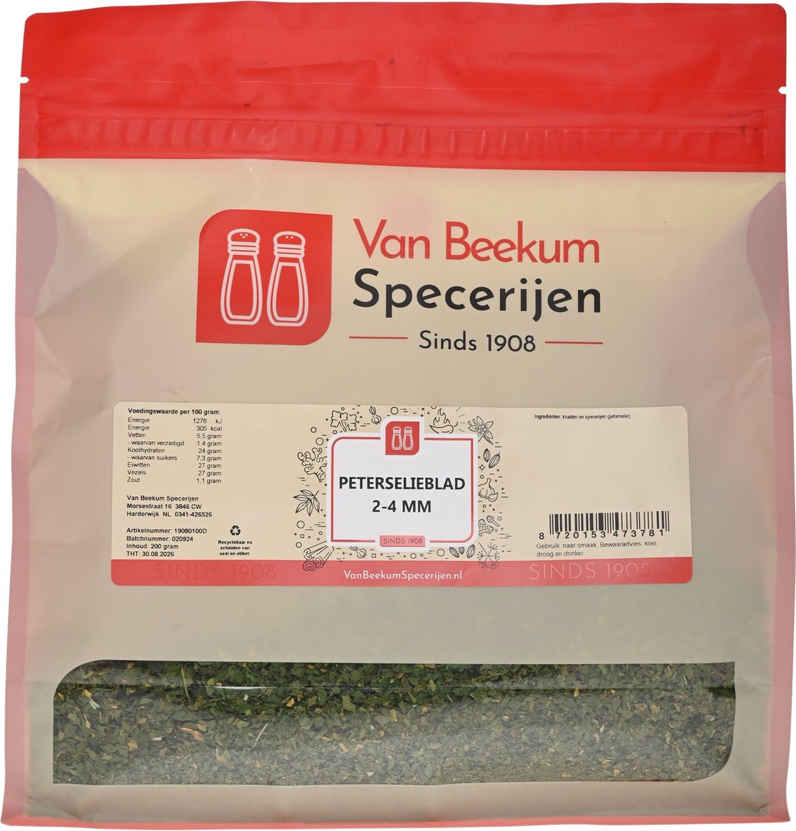 Goedkoopste Van Beekum Specerijen - Peterselieblad 2-4 mm - 200 gram (hersluitbare stazak