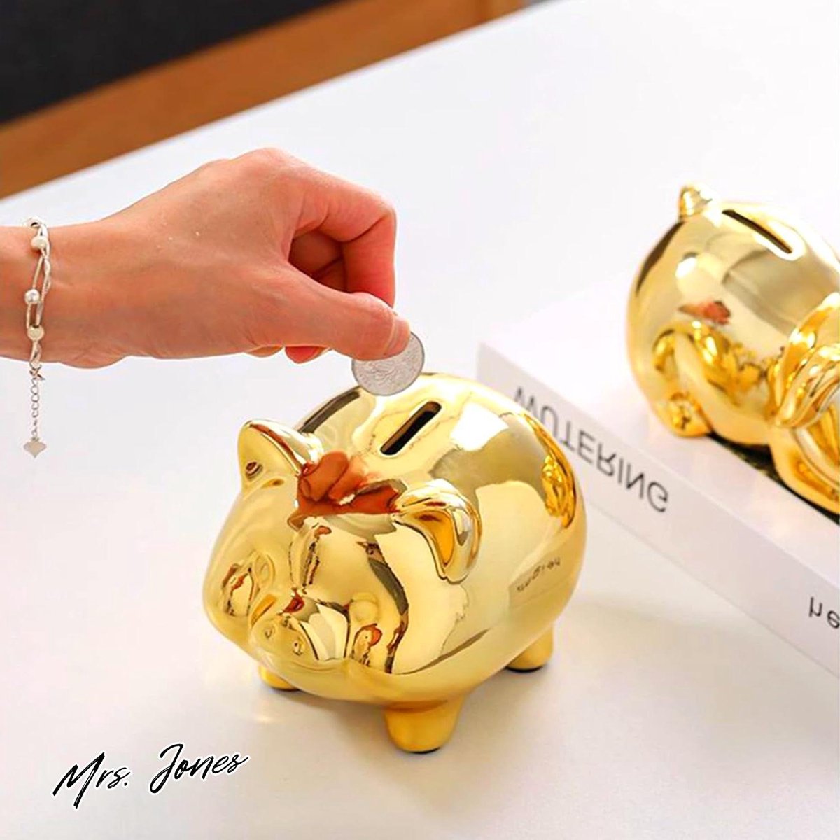 Mrs. Jones Munten Spaarpot Spaarpotten Varken Spaarpot Geld Besparen Munten Tellen Vak Muntencassette Cash Spaarvarken Piggy Bank Kinderen Kerstcadeau voor Kinderen Vrienden Familie - Zilver .
