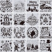 Sjablonen om te schilderen, 4 stuks 21 x 14 cm sneeuwvlok inkt stip stencils voor schilderen op hout stencil kit voor schilderen op muur canvas herbruikbare sjabloon voor deur woondecoratie
