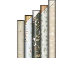 5 Rollen cadeaupapier Christmas Green