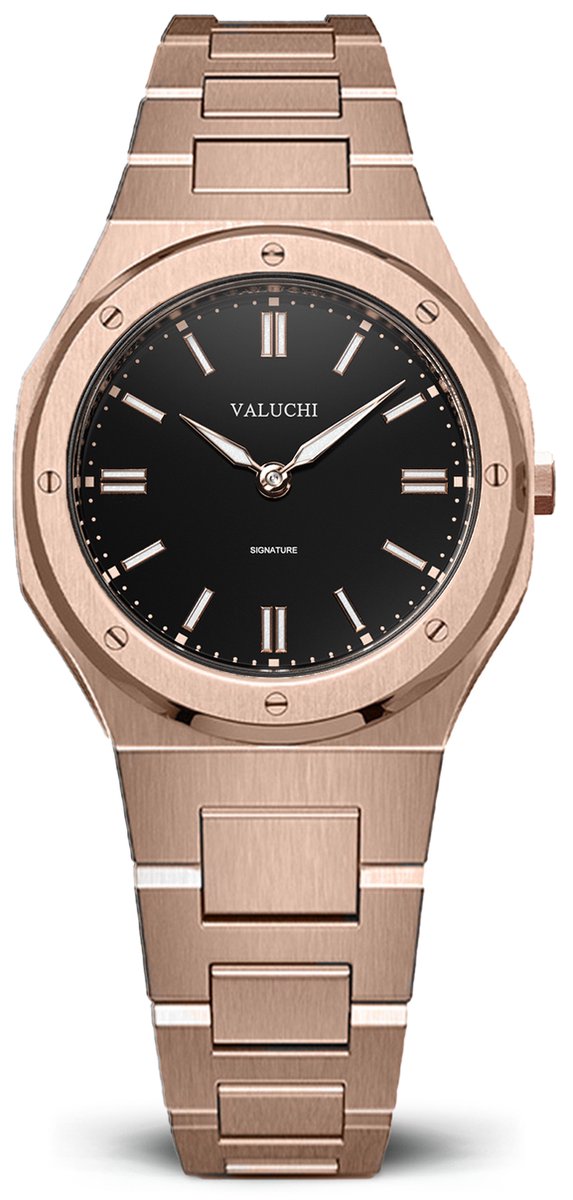 Valuchi Signature - Vrouwen horloge - 31mm - Rose Goud Zwart