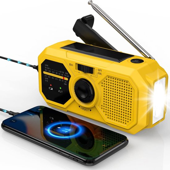 20.000 mAh zwengelradio met mobiele telefoon oplaadfunctie, zonne-energie DAB/DAB /FM-radio, 3