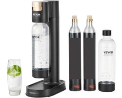 Collox Bruiswatertoestel - Frisdrankwater maken - Bruisend watermaker - Frisdrankautomaat - Koolzuurhoudend water - Inclusief 2 waterflessen van 1L en 2 CO2 gasflessen, exclusief het gas - Zwart