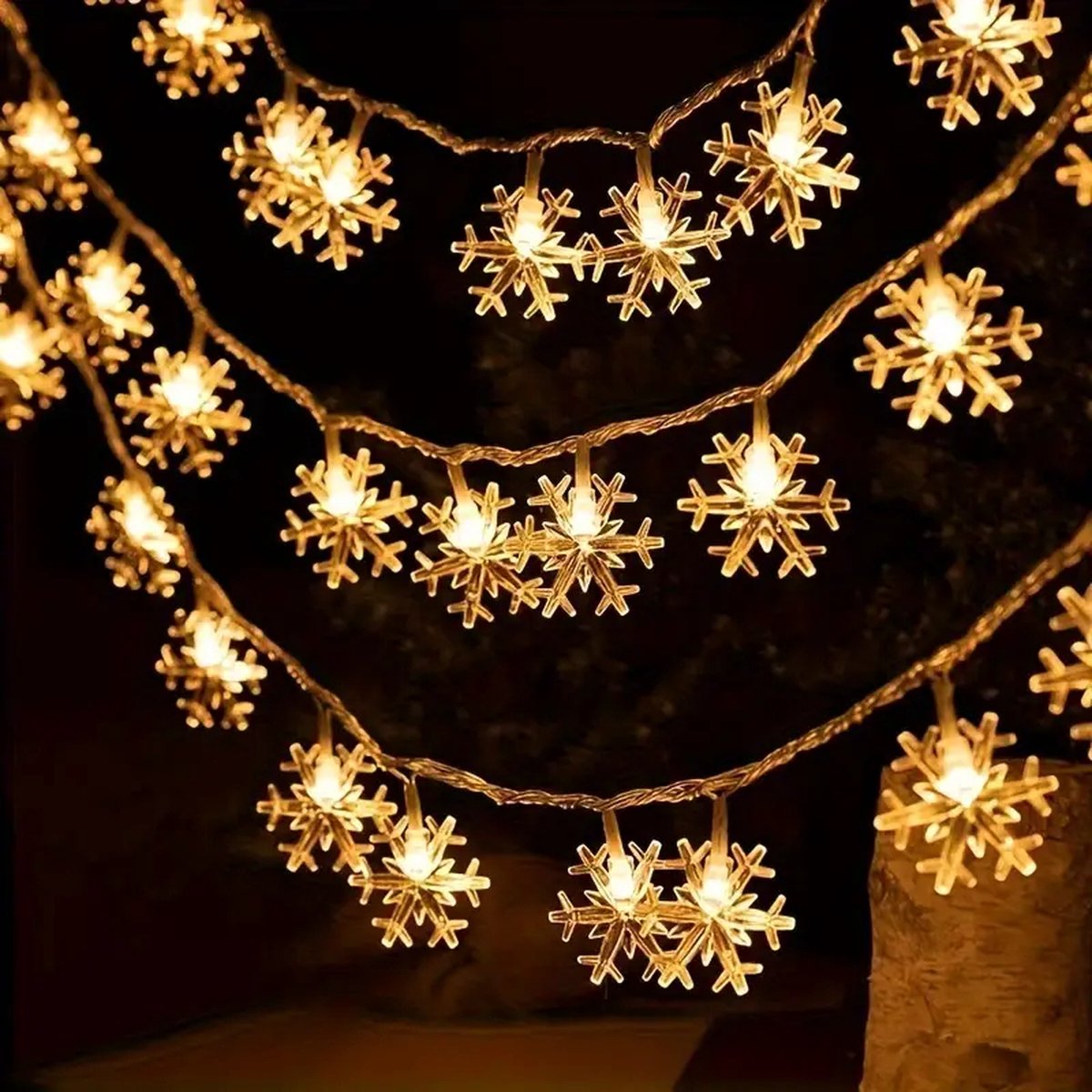Lexorion Warm Wit Led - Kerstverlichting - Sneeuwvlok LED Lichtsnoer - 3 Meter - 20 LED's - Warm Wit - Binnen & Buiten - Kerstdecoratie - Sinterklaas Cadeau