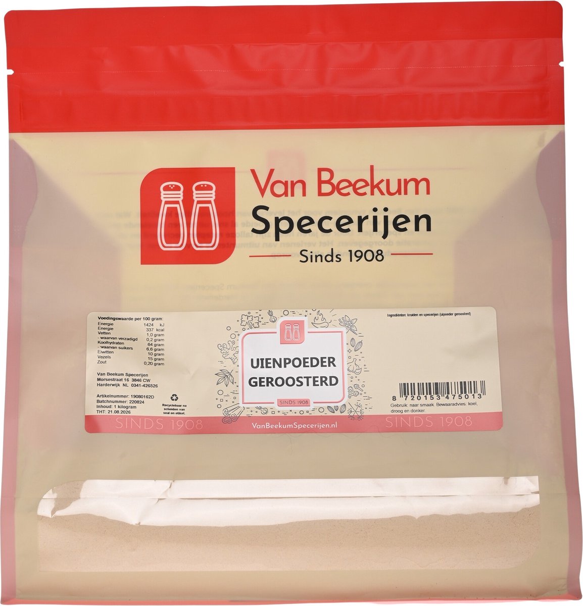Goedkoopste Van Beekum Specerijen - Uienpoeder Geroosterd - 1 KG (hersluitbare stazak