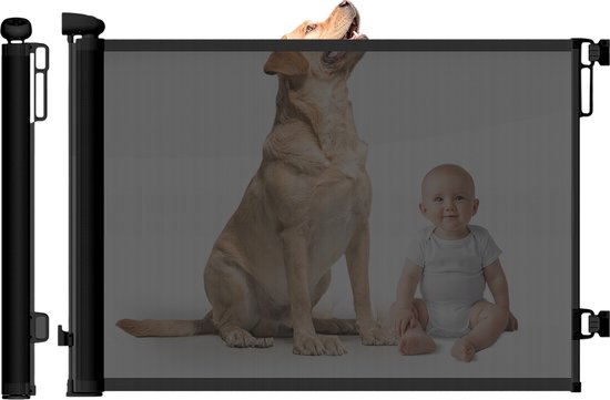 ElevateBE Oprolbaar Traphekje - Hondenhek - Tot 140 cm - Veiligheidshekje - Kinderhekje - Voor Baby's en Honden - Zwart