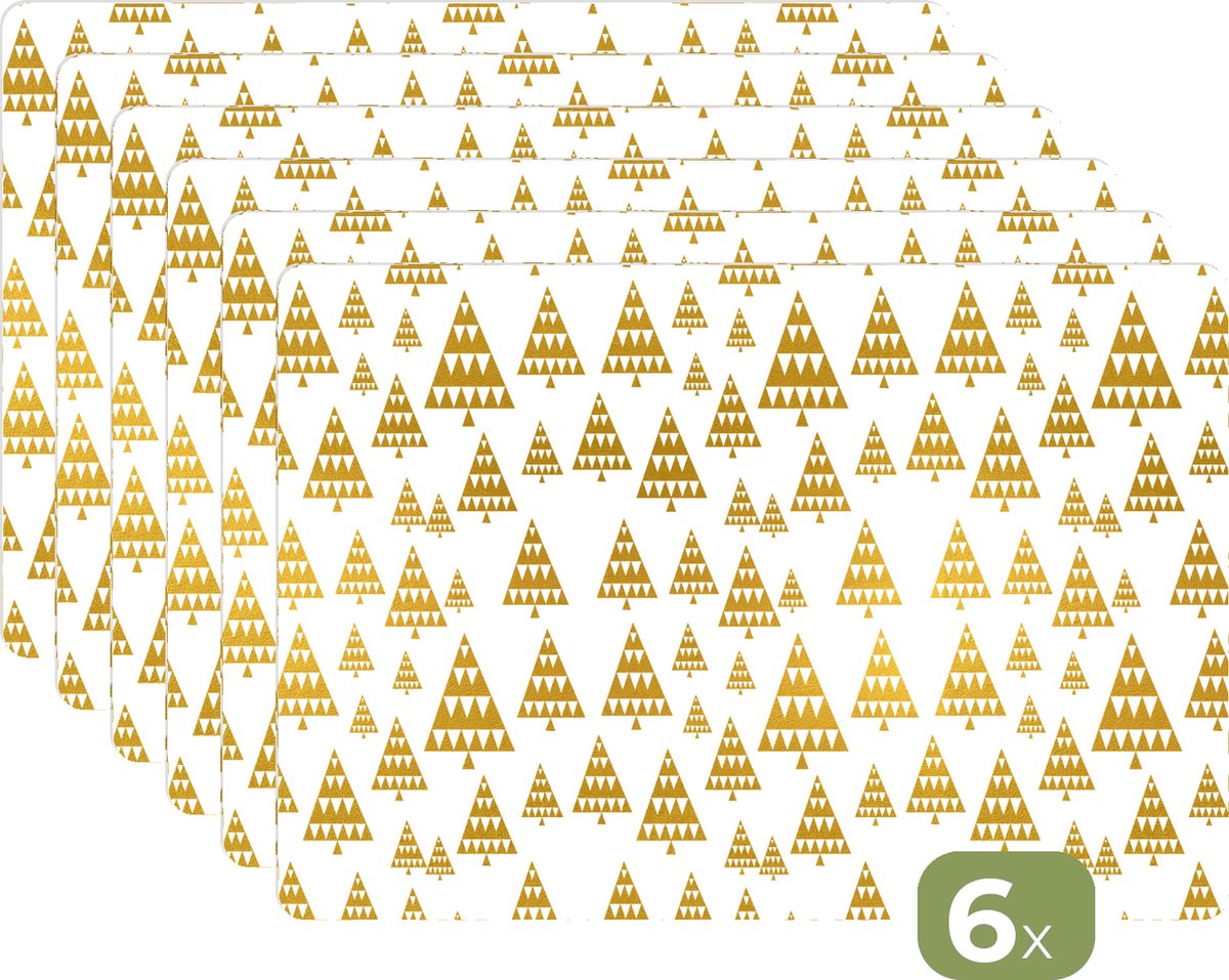 Kerst placemats - Kerstboom - Design - Winter - Onderlegger - 45x30 cm - 6 stuks - Tafeldecoratie Kerstmis - Kerstdecoratie tafel - Tafelversiering