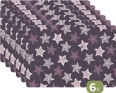 Set de table - Napperons plastique - Motifs - Noël - Étoiles - 45x30 cm - 6 pièces - Résistant à la chaleur - Antidérapant - Sous-couche - Amovible