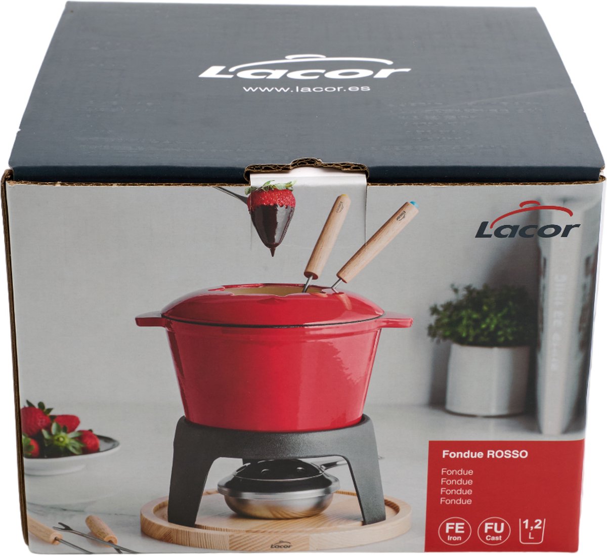 Lacor Fondue Set - 1,2L - Emaille - Kaas Chocolade Groente Vlees Fondueset - Inclusief 6 Vorken – foto 8