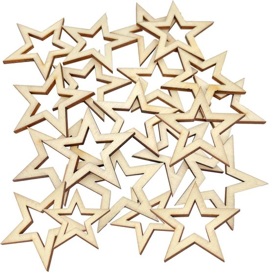 300 stuks decoratieve houten sterren - mini-sterren uniek uitgehold design - geschikt voor woondecoratie ambachtelijke decoratie - feest - 1/2/3 cm