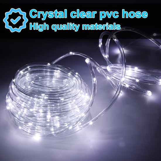 Bande de corde - Cordon lumineux - Tube étanche - Corde - Plein air - Jardin - Noël - Cordon lumineux LED 10m extérieur intérieur - Tube LED étanche 240 LED - décoration lumineuse fête Noël - Wit