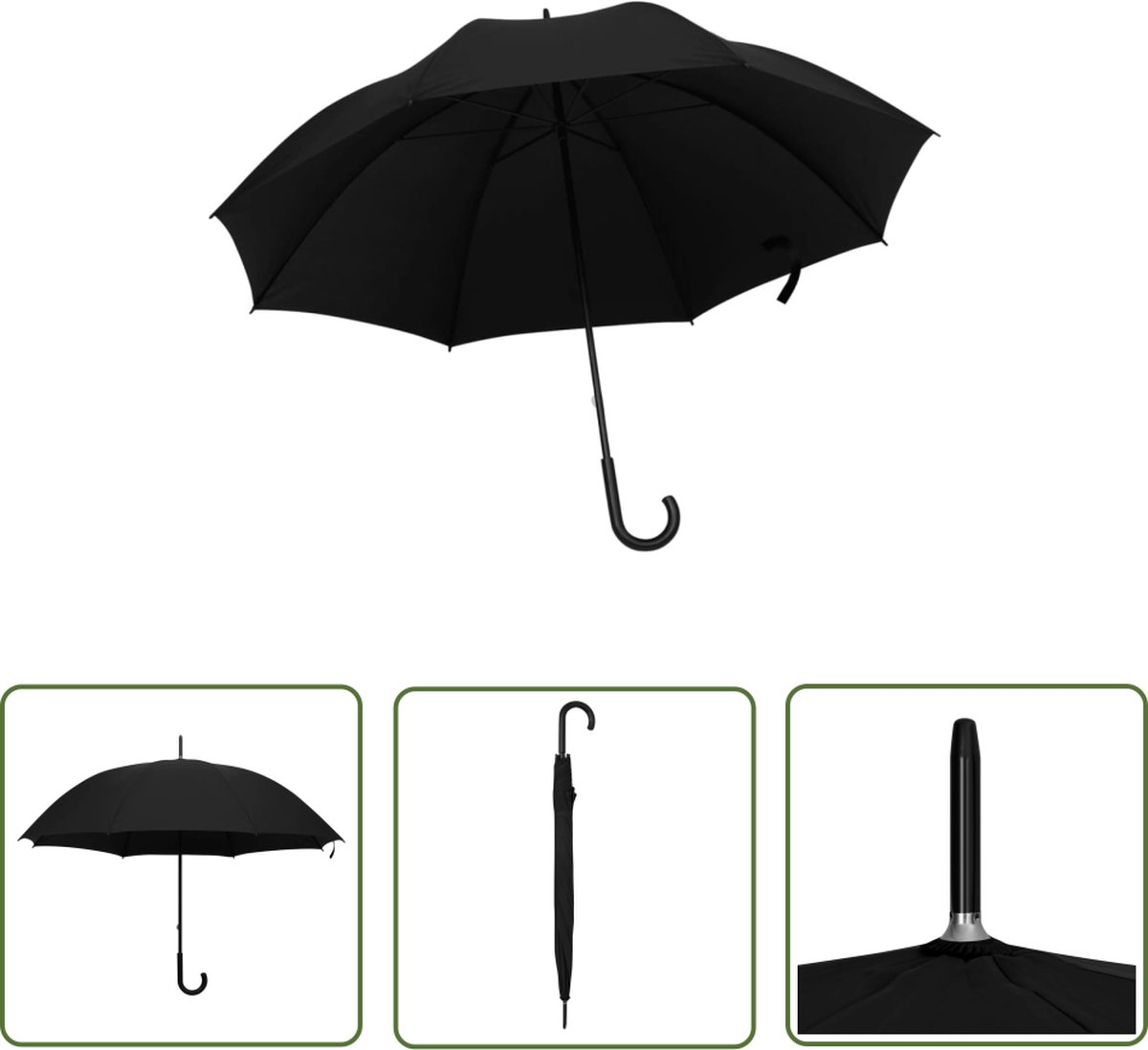 The Living Store Steelparaplu - 130 cm - Zwart