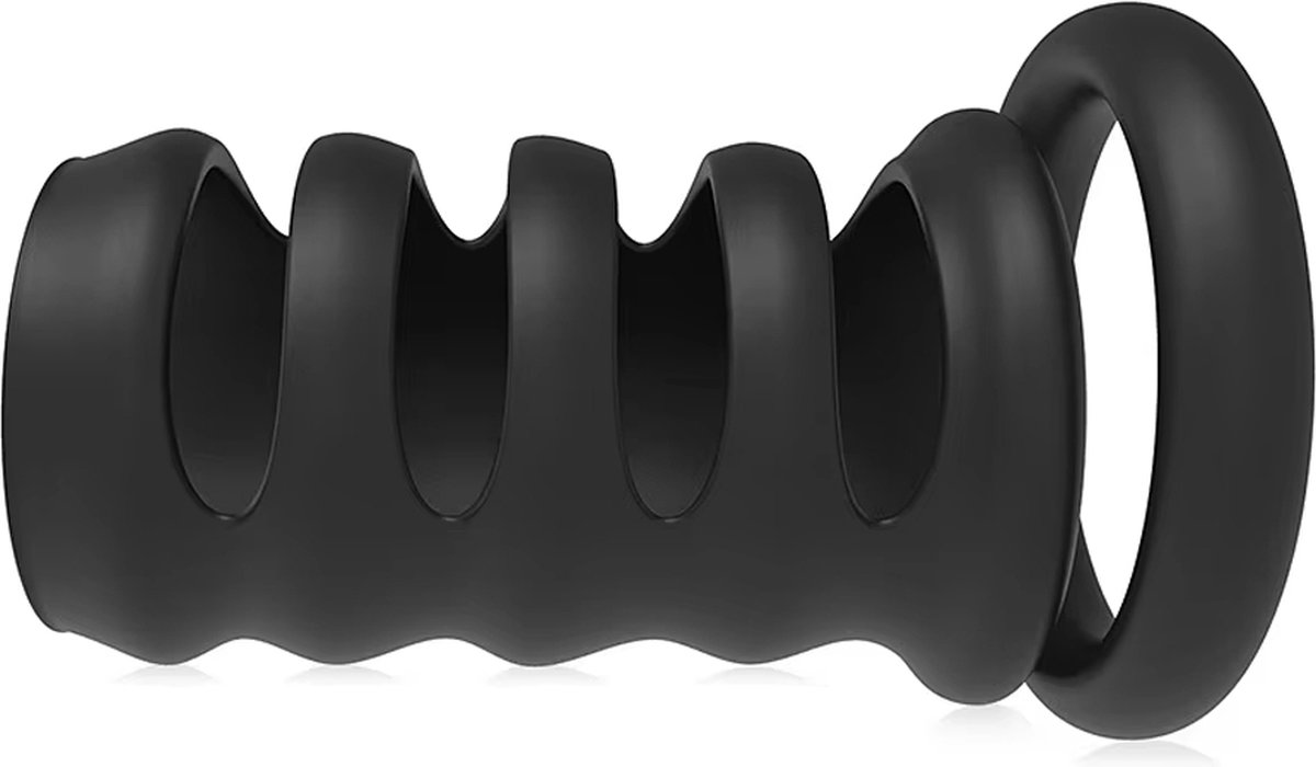 Goedkoopste Zwarte Siliconen Penis- en Ballenring - Flexibele Cockring - Scrotum Ring - Penis