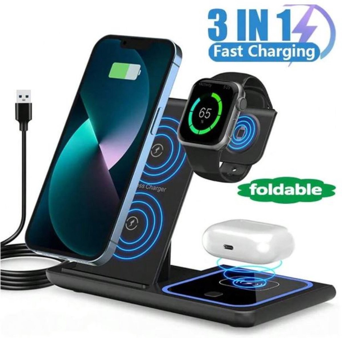 Station De Charge Inductive 3 En 1, Chargeur Sans Fil Pour Samsung