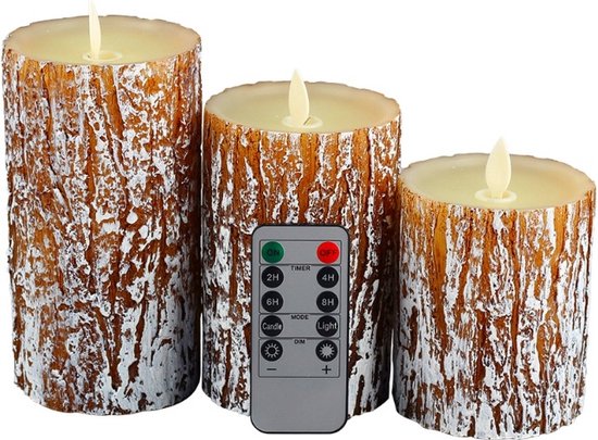 Lights4fun Set van 6 LED echte wax kaarsen op batterijen